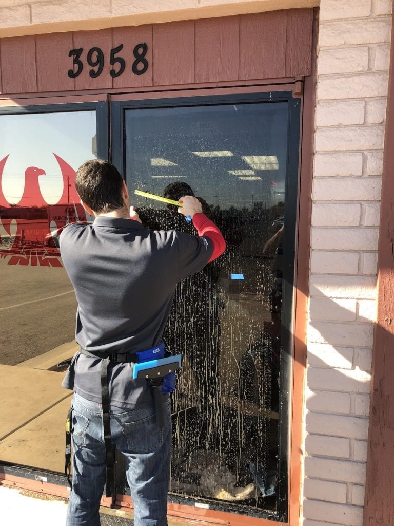 Commercial Decorative Film AZ Double Doors Install