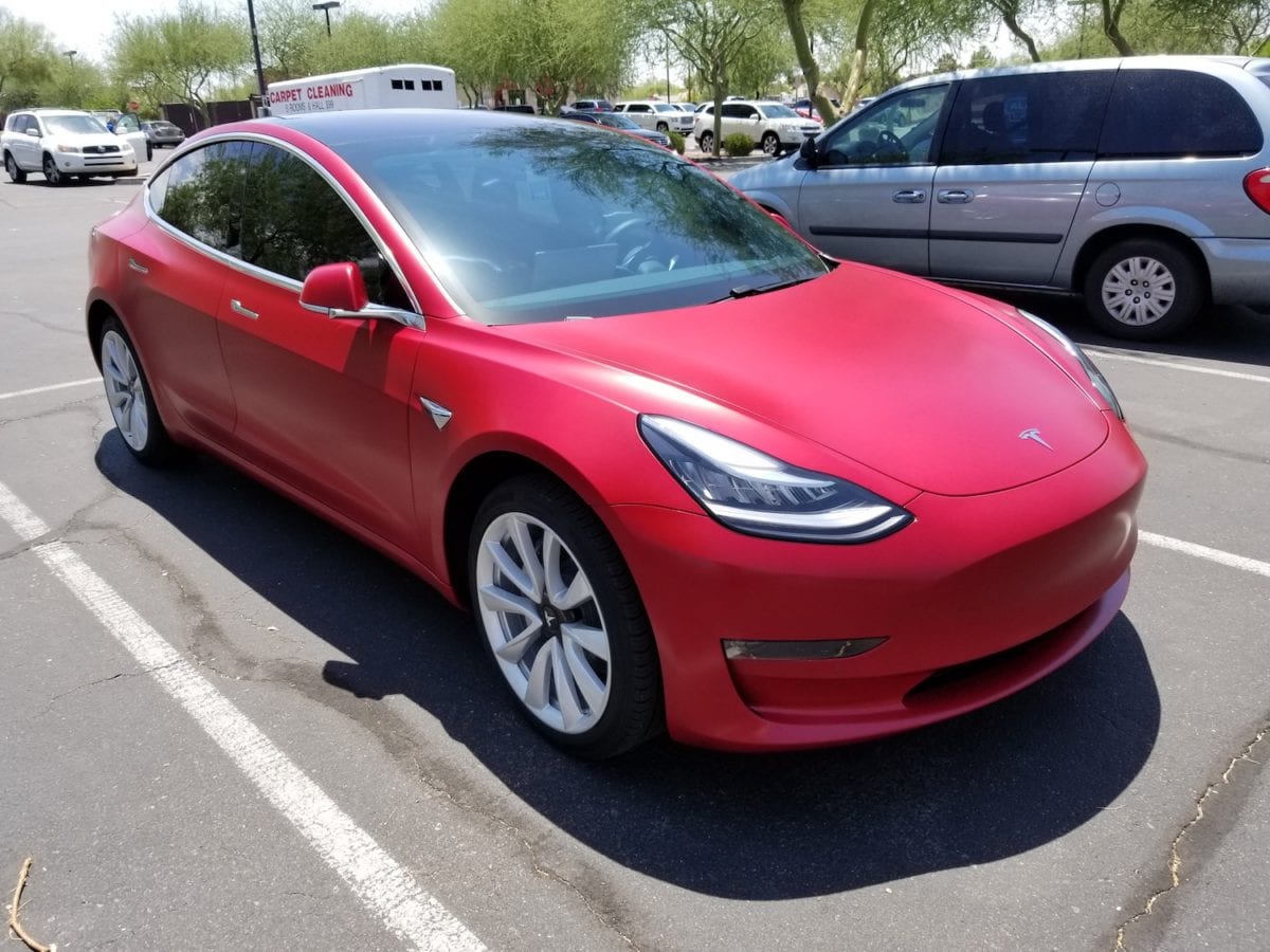 Red Tesla Side Clear Bra Mesa AZ